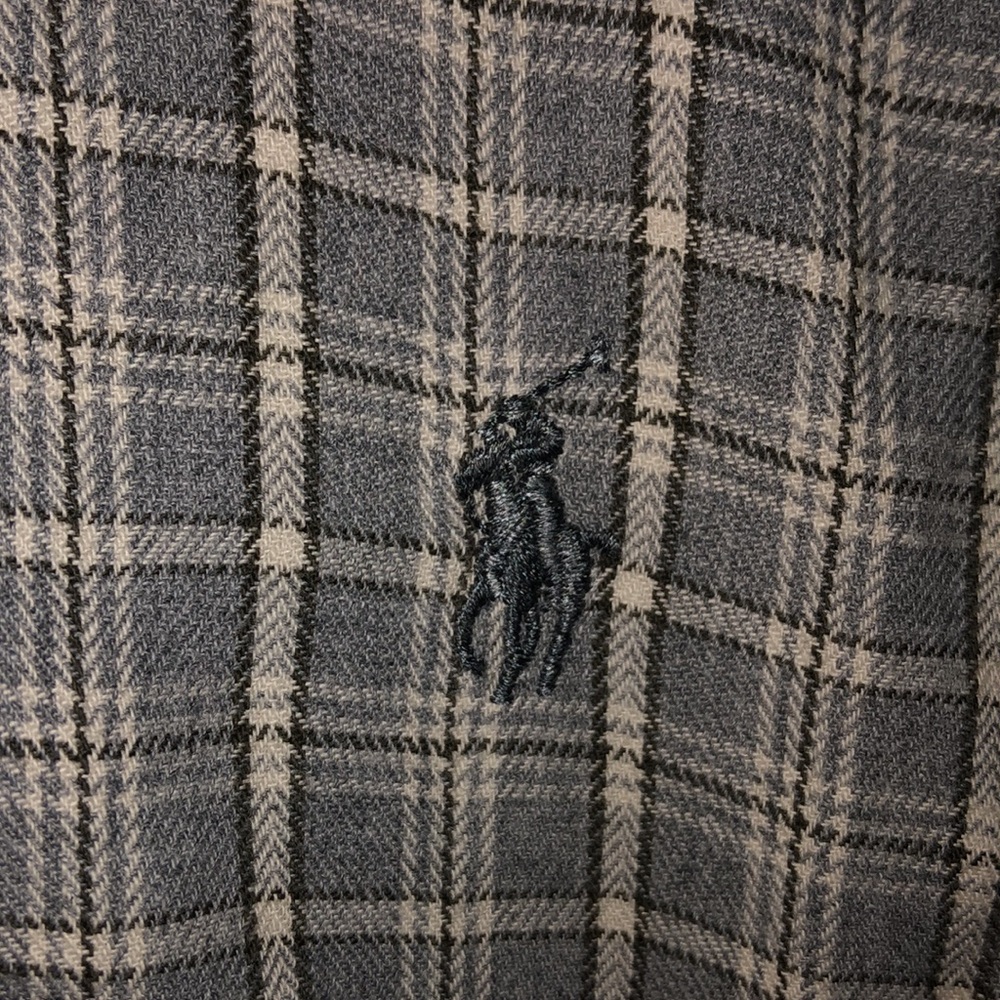 Ralph Lauren Blaire Grey-White Plaid Cotton Long Sleeve Button Down Shirt  - 2 - Picture 3 of 6